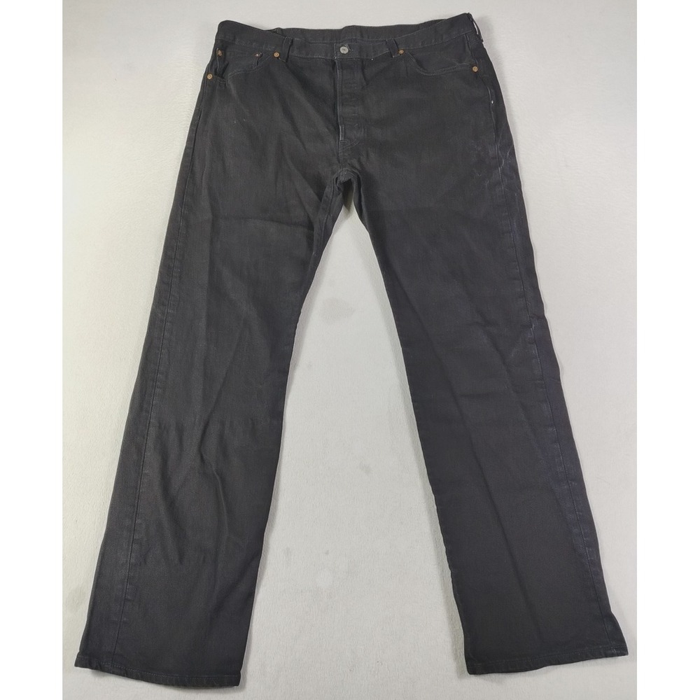 Levi Strauss 501 Jeans Mens 42 Black Regular Fit Straight Stretch Distressed
